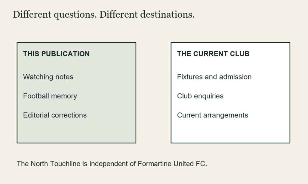 Reading and editorial corrections belong to this publication; current fixtures, admission and club enquiries belong with the club. No crest is used.
